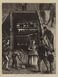 Pozos y mineros, los hombres saliendo del pozo